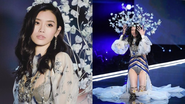 Ming Xi terjatuh di VS Show 2017  (Foto: Instagram/@tae_kantana dan @yangzhao1106)