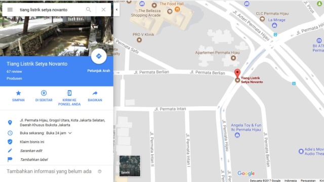 Tiang Listrik Setya Novanto (Foto:  Dok. Google Maps)