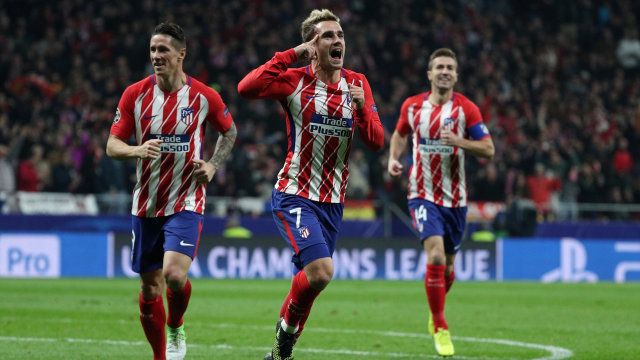 Para pemain Atletico merayakan gol. (Foto: Reuters/Juan Medina)