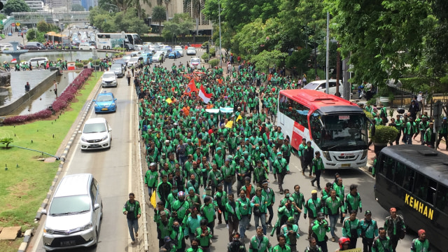 Aksi demo ojek online (Foto: Bianda Ludwianto/kumparan)