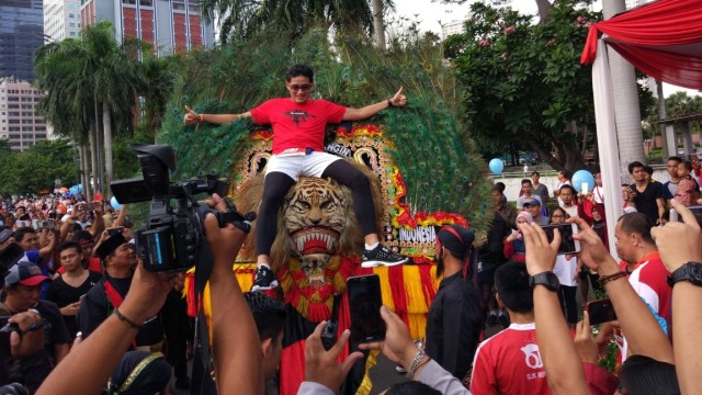 Sandiaga Uno di Kirab Kebangsaan (Foto: Abdul Latif/kumparan)
