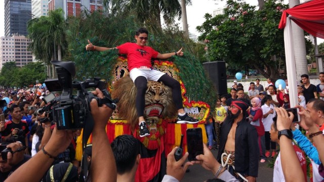 Sandiaga Uno di Kirab Kebangsaan (Foto: Abdul Latif/kumparan)