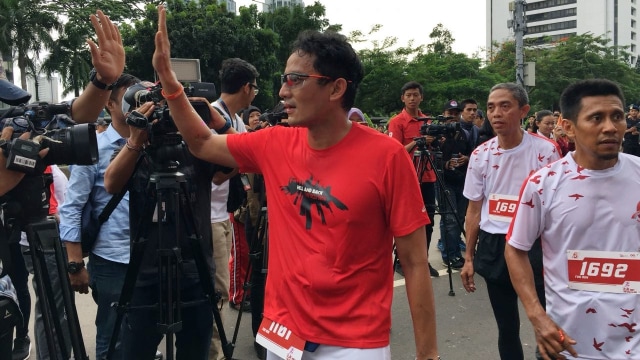 Sandiaga Uno di Kirab Kebangsaan (Foto: Abdul Latif/kumparan)