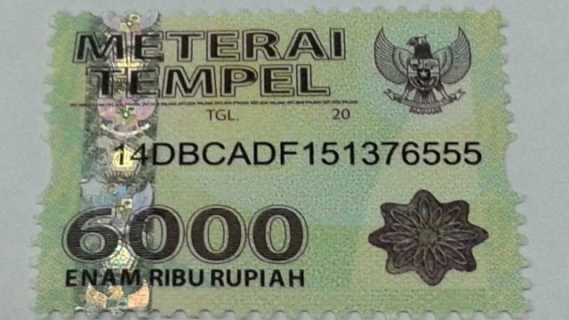Materai 6000 (Foto: Dok. Dirjen Pajak)