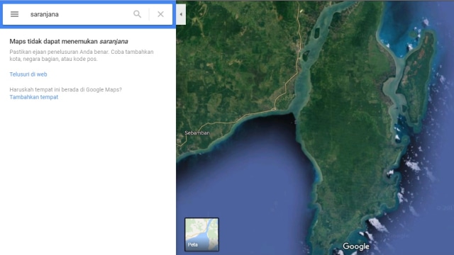 Lokasi Saranjana di google maps (Foto: google maps)