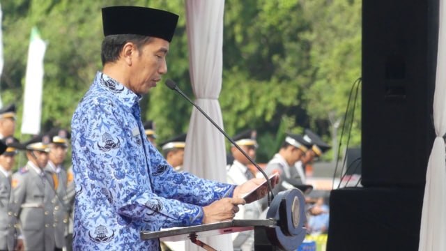 Presiden Jokowi hadiri Upacara HUT ke-46 Korpri  Foto: Yudhistira Amran Saleh/kumparan