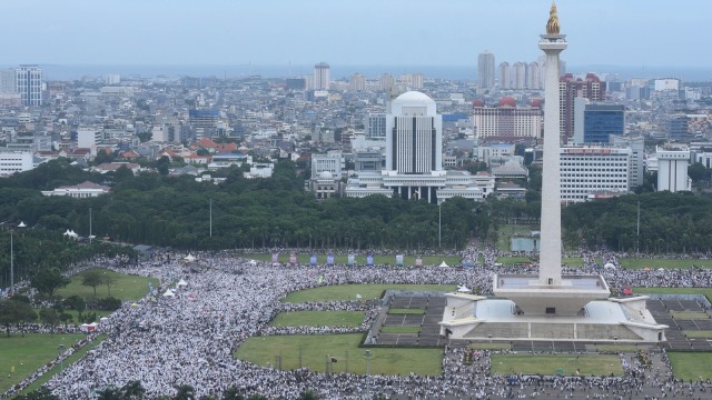 Aksi Reuni 212. (Foto: Antara/Akbar Nugroho Gumay)