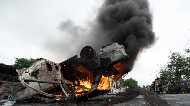 Kerusuhan di Honduras. (Foto: Jordan Perdomo/AFP)