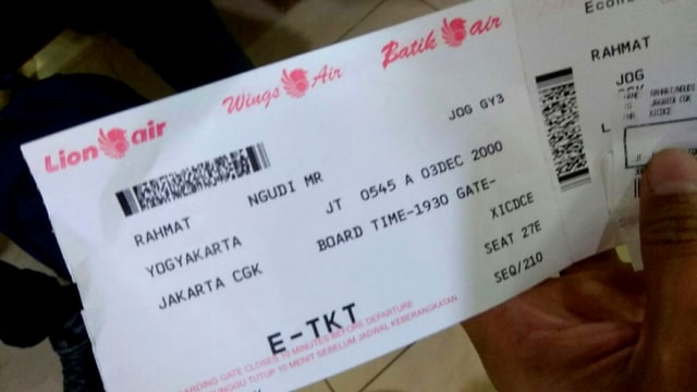 Tiket Lion Air Yogyakarta-Jakarta (Foto: Dok. Istimewa)