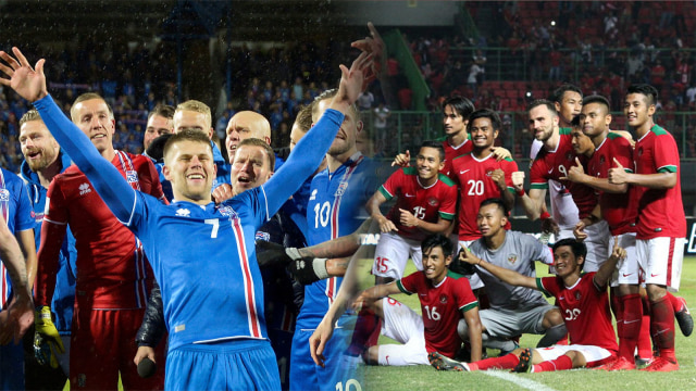Timnas Indonesia dan Islandia (Foto: AFP/Haraldur Gudjonsson dan Antara/Marini Dewi Anggitya Saragih)