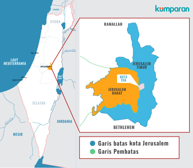 Peta Yerusalem (Foto: Bagus Permadi/kumparan)