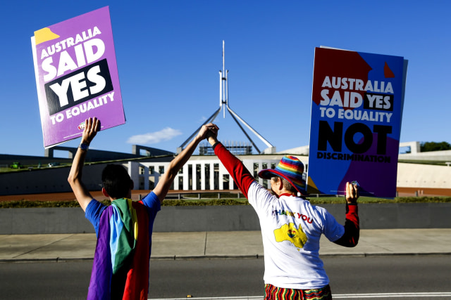 Australia resmikan pernikahan sejenis. (Foto: AFP/Sean Davey)