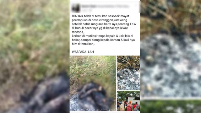 Korban Mutilasi (Foto: Facebook)