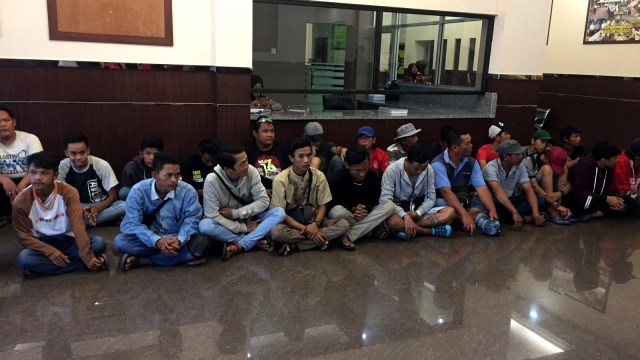 Press release hasil razia preman di Polres Jaksel. (Foto: Raga Imam/kumparan)