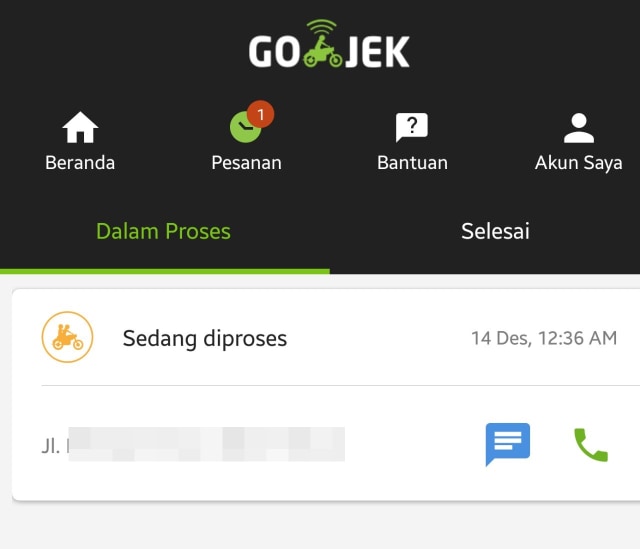 Fitur chat di aplikasi GoJek (Foto: Sayid Muhammaf Mulki/kumparan)