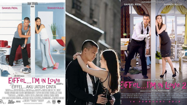 Poster film Eiffel I'm in Love (Foto: Instagram @shandyaulia @samuelrizal1 @sorayaintercinefilms)