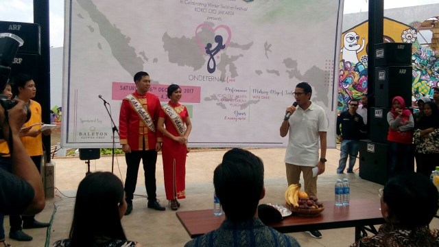 Sandiaga menghadiri acara Ondetral love Kalijodo (Foto: Paulina/kumparan)