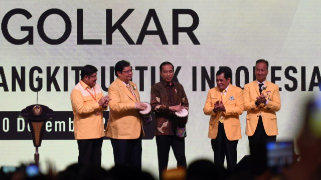 Jokowi di pembukaan Munaslub Golkar (Foto: ANTARA FOTO/Hafidz Mubarak A)