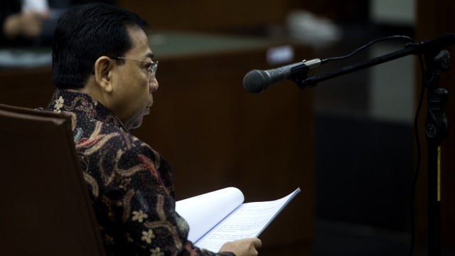 Setya Novanto menghadiri sidang eksepsi. (Foto: Antara/Rosa Panggabean)