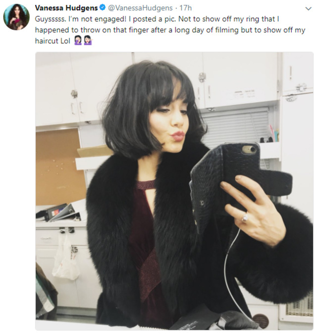 Vanessa Hudgens klarifikasi kabar tunangan (Foto: Twitter @VanessaHudgens)