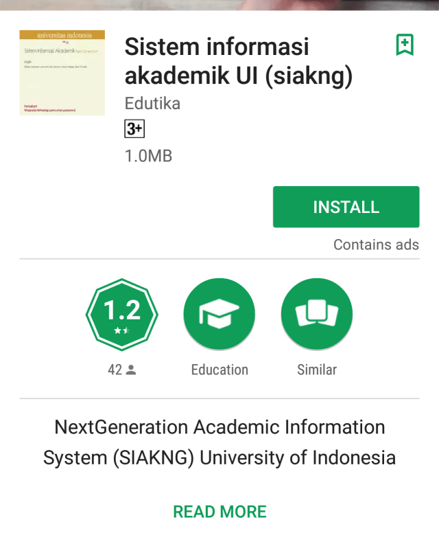 SIAK NG UI di playstore (Foto: google playstore)