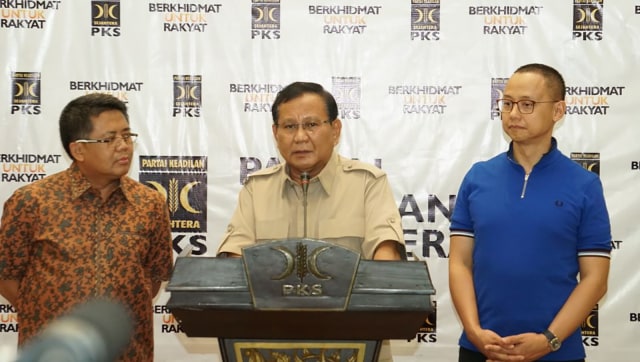 Sohibul Iman, Prabowo Subianto, Eddy Soeparno (Foto: Nugroho Sejati/kumparan)