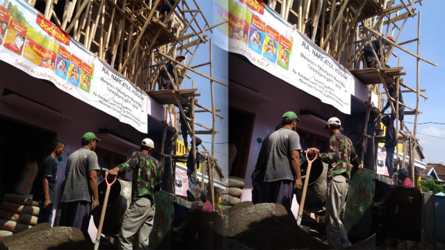 Tahap akhir pembangunan sekolah gratis Kang Jack. (Foto: dok. Kang Jack)