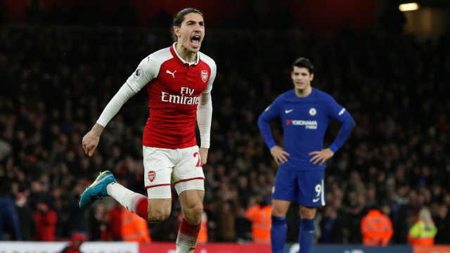 Bellerin merayakan gol (Foto: Reuters/John Sibley)