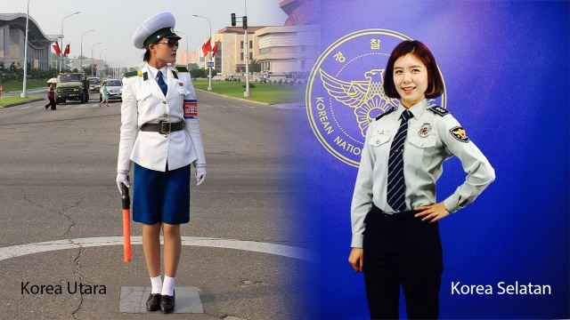 Gaya Polwan Korea Utara vs Korea Selatan (Foto: Instagram @jakaparker @police_kor_official)