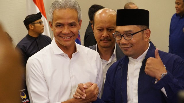 Ridwan Kamil dan Ganjar di DPP Partai Nasdem Foto: Intan Alfitry Novian/kumparan
