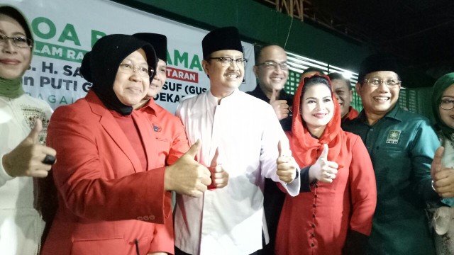 Risma, Gus Ipul, dan Puti di DPP PKB (Foto: Ferio Pristiawan/kumparan)