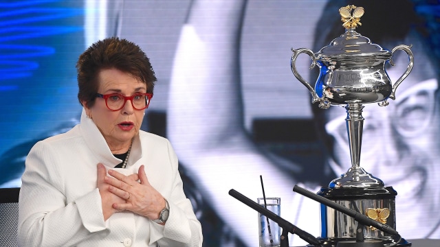 Billie Jean di konferensi pers Australia Terbuka. (Foto: AAP Image/Julian Smith/via REUTERS)