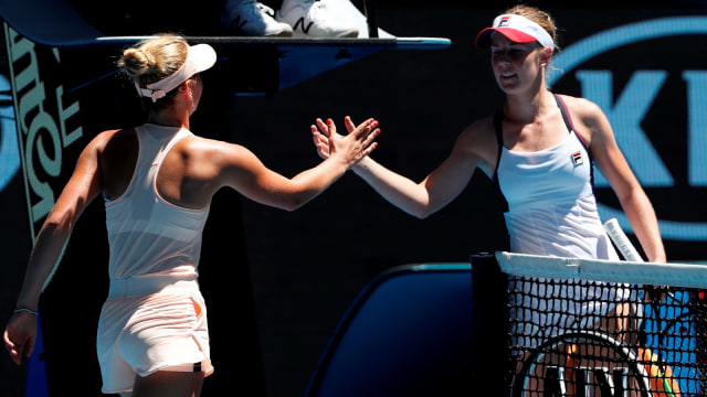 Kostyuk usai mengalahkan Olivia Rogowska. (Foto: Reuters/Edgar Su)