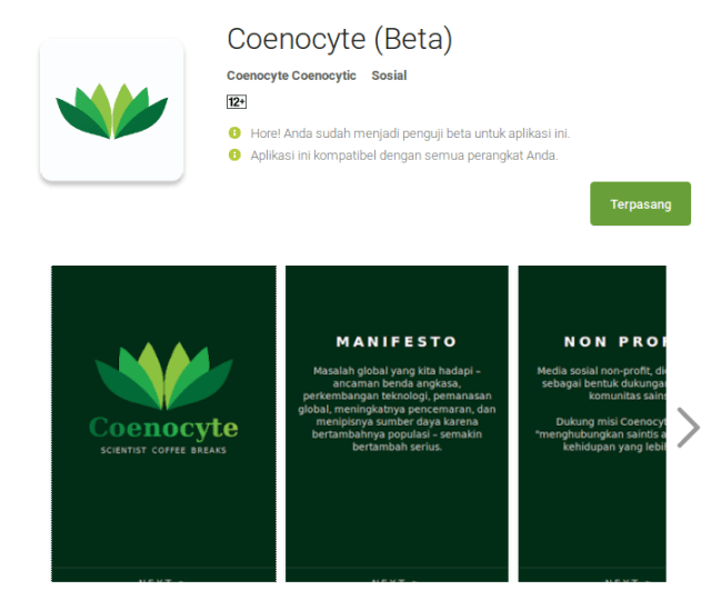 Coenocyte: Aplikasi Media Sosial Berbasis Sains
