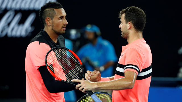 Kyrgios & Dimitrov di akhir babak keempat AT 2018. (Foto: REUTERS/Thomas Peter)