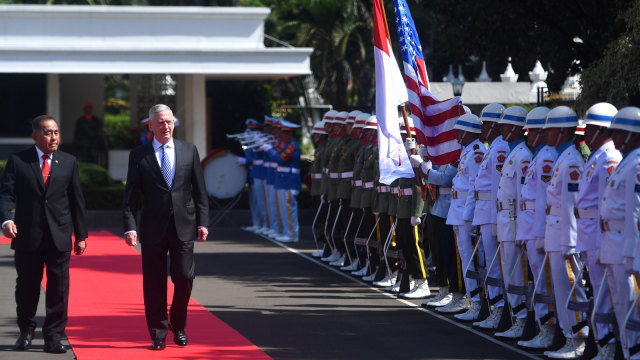 Ryamizard Ryacudu dan James Mattis (Foto: Antara/Sigid Kurniawan)