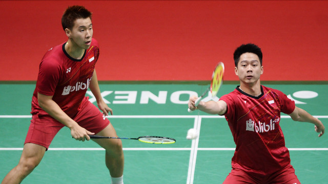 Kevin Sanjaya Sukamuljo dan Marcus Fernaldi Gideon (Foto: ANTARA FOTO/Akbar Nugroho Gumay)