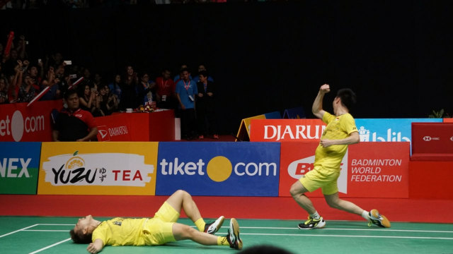 Marcus Fernaldi Gideon dan Kevin Sanjaya. (Foto: Nugroho Sejati/kumparan)