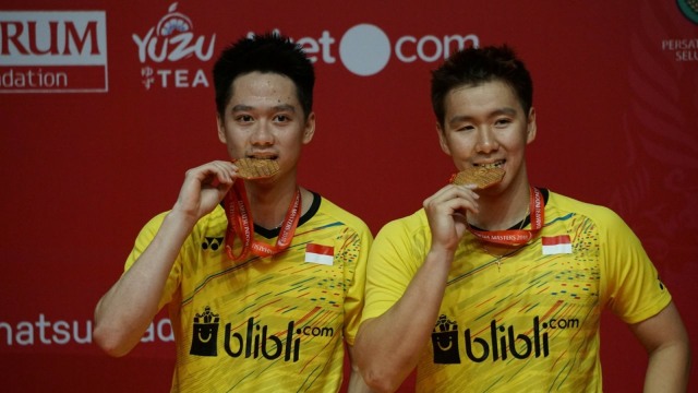 Marcus Fernaldi Gideon dan Kevin Sanjaya. (Foto: Nugroho Sejati/kumparan)