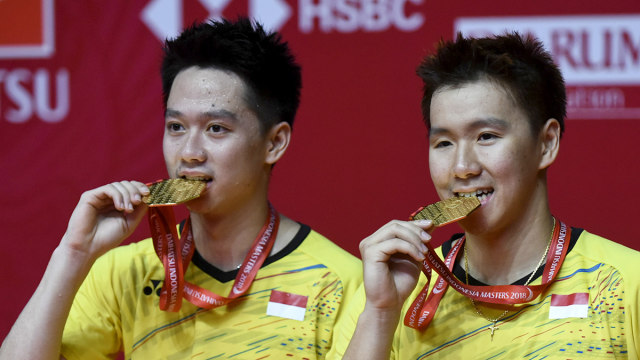 Kevin/Marcus juara Indonesia Master (Foto: Antara/Hafidz Mubarak)
