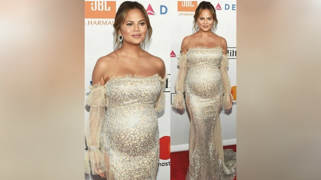 Chrissy Teigen di Clive’s pre-Grammy party. (Foto: Instagram @chrissyteigen)