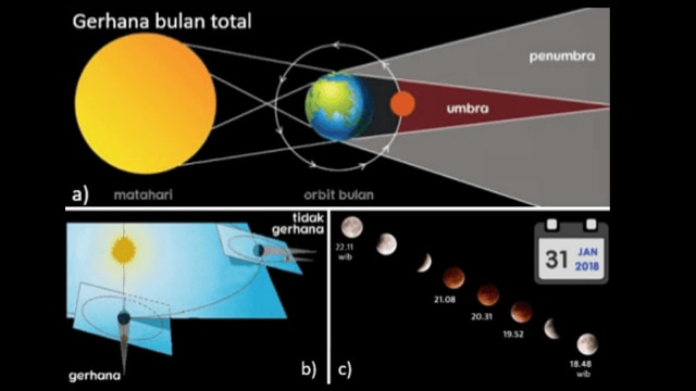 Ilustrasi gerhana bulan (Foto: Dok. Observatorium Bosscha)