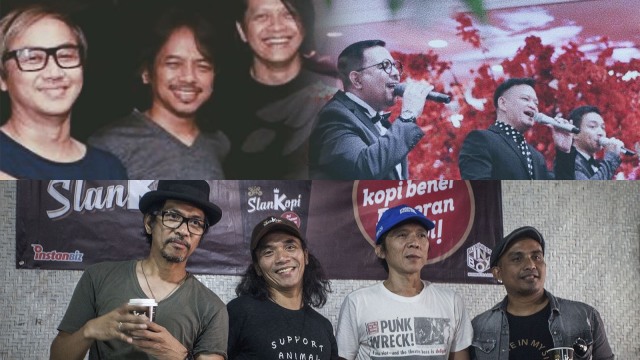 Slank, Gigi, Kahitna. (Foto: Antara/Andreas Fitri Atmoko; Instagram @gigibandofficial @kahitna)