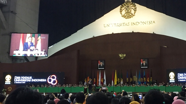 Presiden Jokowi di Dies Natalis UI ke-68 (Foto: Ema Fitriyani/kumparan)