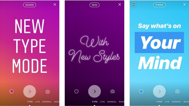 Fitur 'Type' di Instagram Stories. (Foto: Instagram)