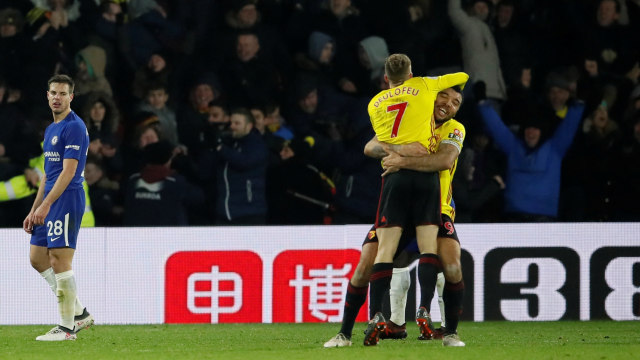 Perayaan gol Watford. (Foto: REUTERS/David Klein)
