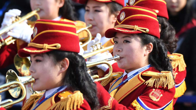 Pemandu Sorak Korea Utara (Foto: AFP/Jung Yeon-Je)