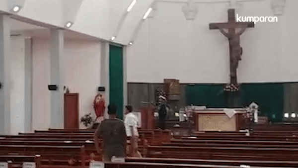 Pria berparang serang Gereja Bedog. (Foto: Dok. Istimewa)