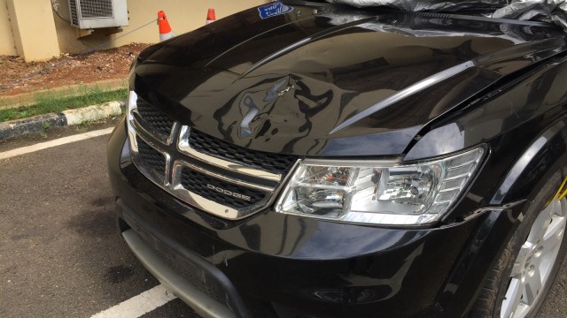 Mobil Dodge Penabrak Produser RTV (Foto: Fachrul Irwinsyah/kumparan)