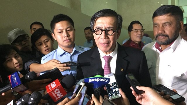 Yasonna Laoly usai sidang paripurna. (Foto: Ricad Saka/kumparan)